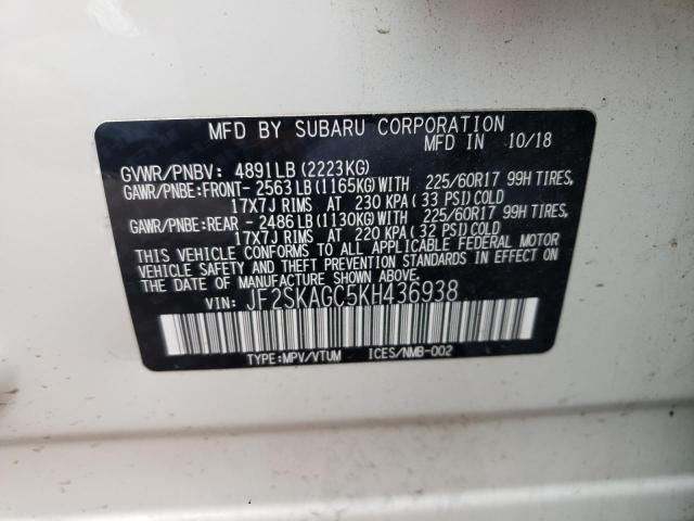 Photo 10 from auction – 2019 SUBARU FORESTER P with VIN JF2SKAGC5KH436938