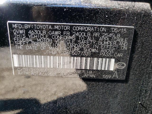 Photo 10 from auction – 2015 LEXUS IS 250 with VIN JTHBF1D26F5077331