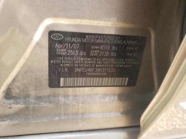 Photo 10 from auction – 2008 HYUNDAI SONATA SE with VIN 5NPEU46F38H311935