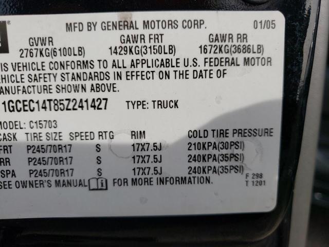 Photo 10 from auction – 2005 CHEVROLET 1500 with VIN 1GCEC14T85Z241427