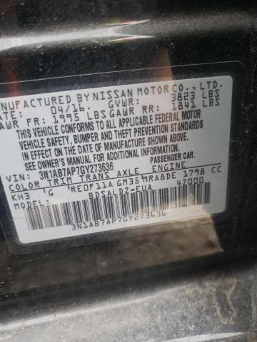 Photo 10 from auction – 2016 NISSAN SENTRA S with VIN 3N1AB7AP7GY273636