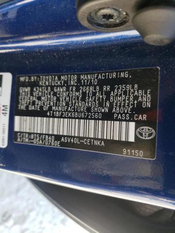Photo 10 from auction – 2011 TOYOTA CAMRY BASE with VIN 4T1BF3EK6BU672560