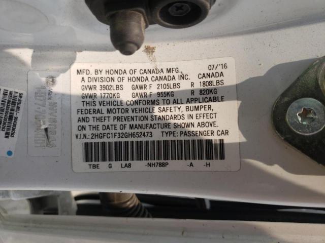 Photo 10 from auction – 2016 HONDA CIVIC EX with VIN 2HGFC1F32GH652473