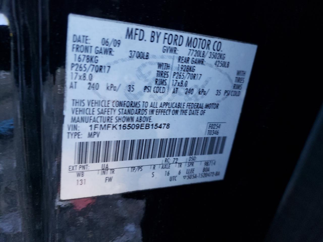 Photo 11 from auction – 2009 FORD EXPEDITION with VIN 1FMFK16509EB15478