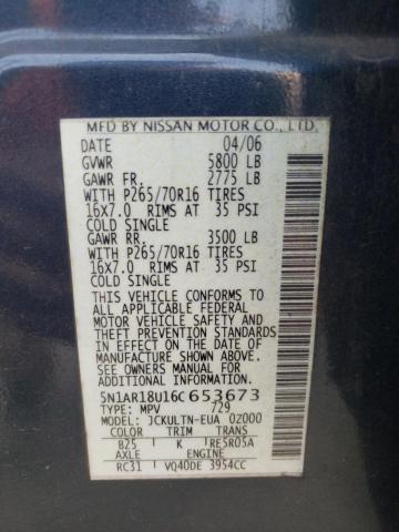 Photo 1 from auction – 2006 NISSAN PATHFINDER with VIN 5N1AR18U16C653673