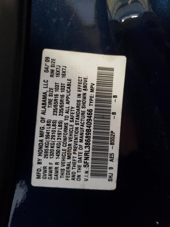 Photo 10 from auction – 2009 HONDA ODYSSEY EX with VIN 5FNRL38689B409466