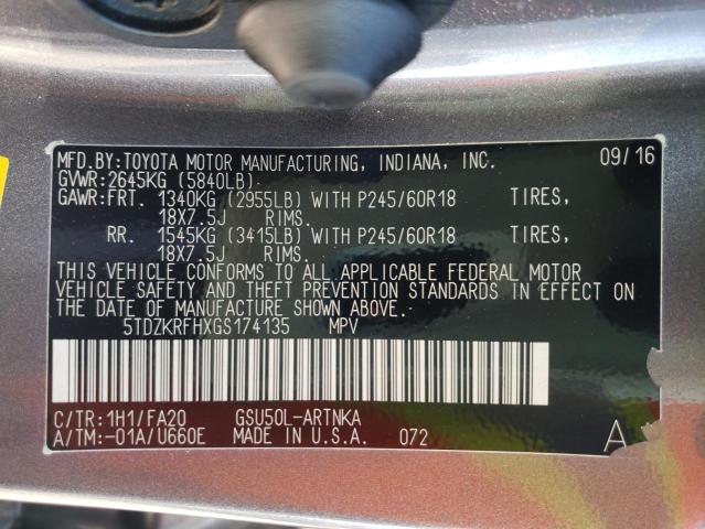 Photo 10 from auction – 2016 TOYOTA HIGHLANDER with VIN 5TDZKRFHXGS174135