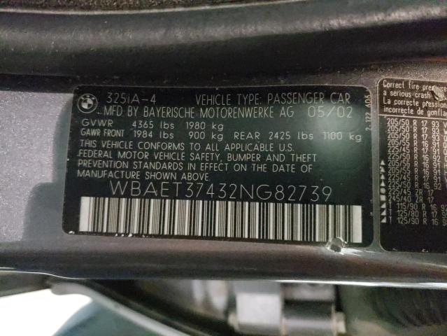 Photo 8 from auction – 2002 BMW 325 I with VIN WBAET37432NG82739
