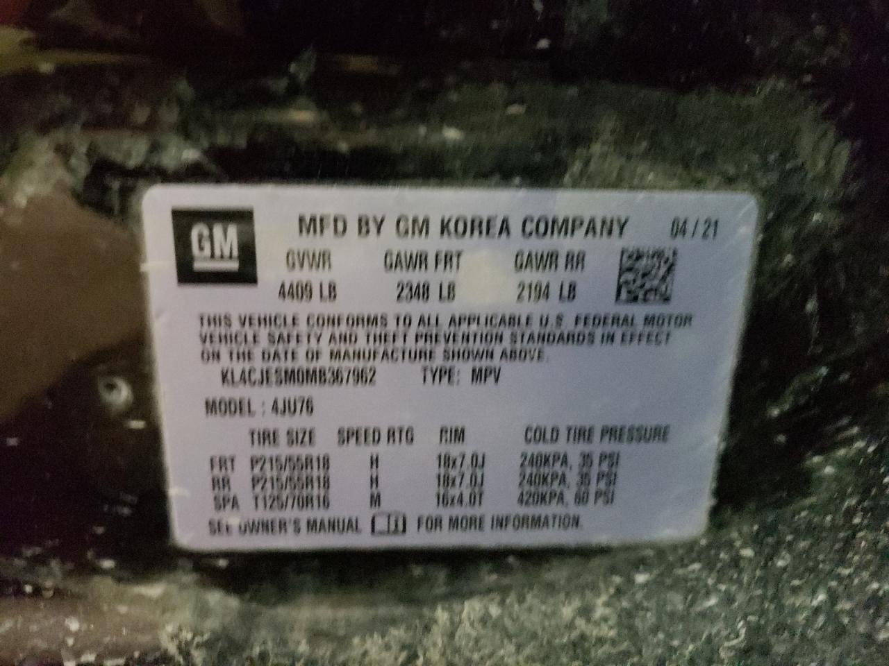 Photo 10 from auction – 2021 BUICK ENCORE PRE with VIN KL4CJESM0MB367962