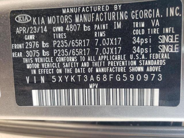 Photo 10 from auction – 2015 KIA SORENTO LX with VIN 5XYKT3A68FG590973