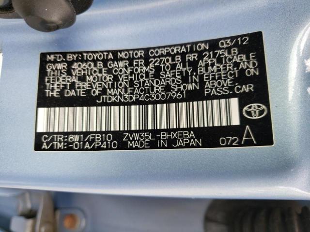 Photo 10 from auction – 2012 TOYOTA PRIUS PLUG with VIN JTDKN3DP4C3007961