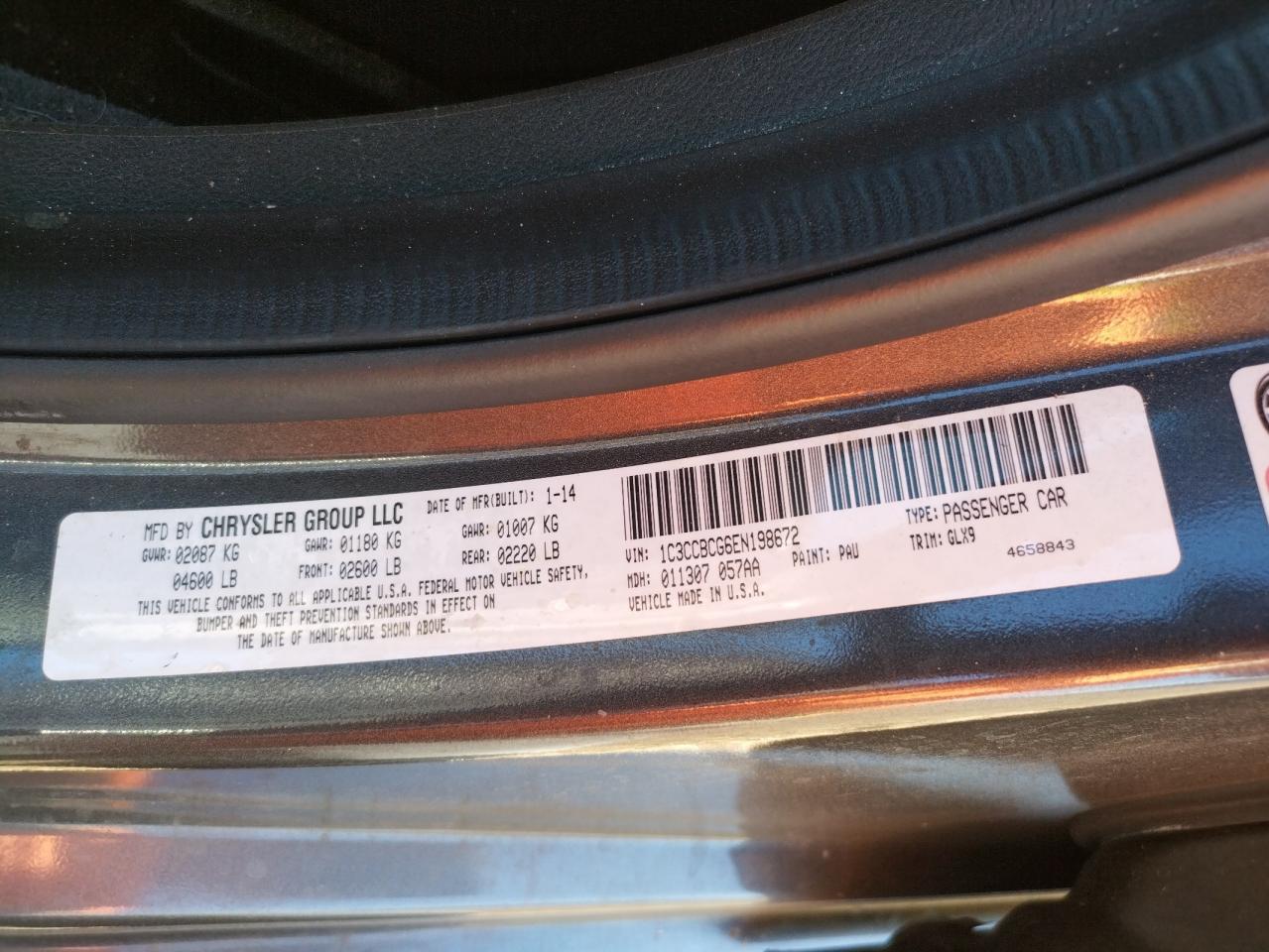 Photo 10 from auction – 2014 CHRYSLER 200 LIMITE with VIN 1C3CCBCG6EN198672