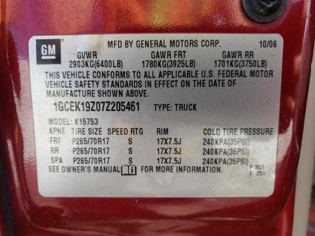 Photo 10 from auction – 2007 CHEVROLET SILVERADO with VIN 1GCEK19Z07Z205461