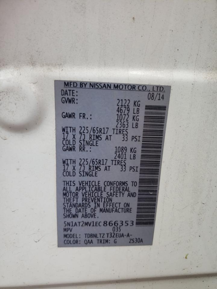 Photo 10 from auction – 2014 NISSAN ROGUE S with VIN 5N1AT2MV1EC866353