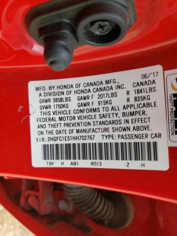 Photo 10 from auction – 2017 HONDA CIVIC SI with VIN 2HGFC1E51HH702767