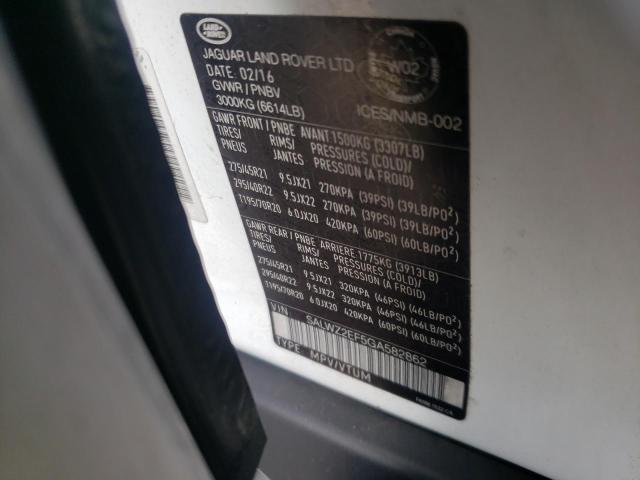 Photo 10 from auction – 2016 LAND ROVER RANGE ROVE with VIN SALWZ2EF5GA582862