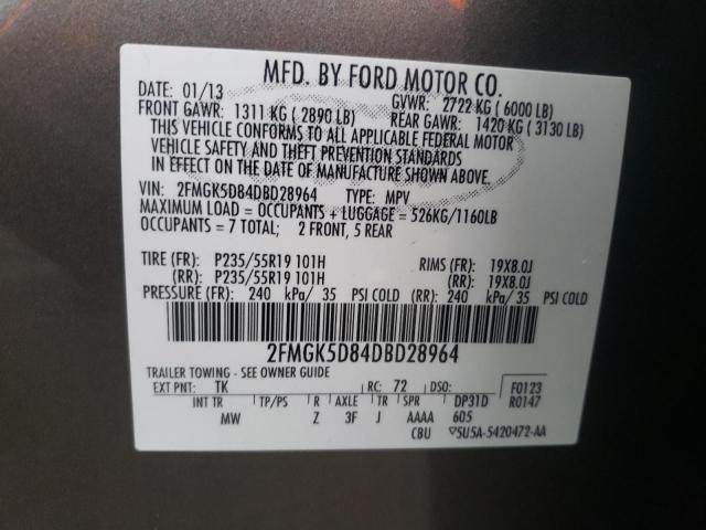 Photo 10 from auction – 2013 FORD FLEX LIMIT with VIN 2FMGK5D84DBD28964