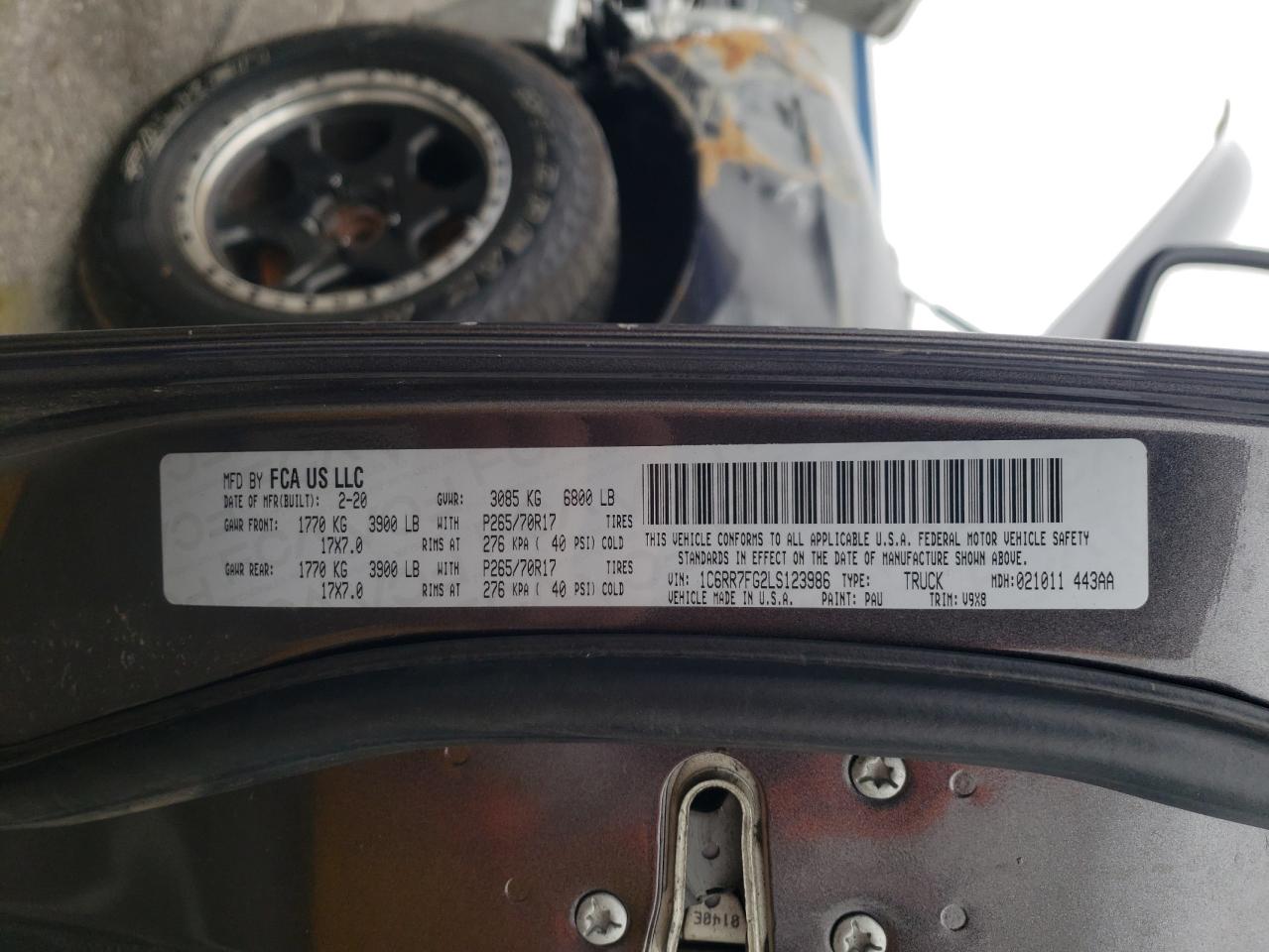 Photo 10 from auction – 2020 RAM 1500 CLASS with VIN 1C6RR7FG2LS123986