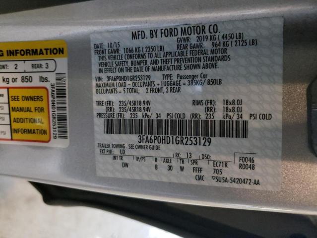Photo 10 from auction – 2016 FORD FUSION SE with VIN 3FA6P0HD1GR253129