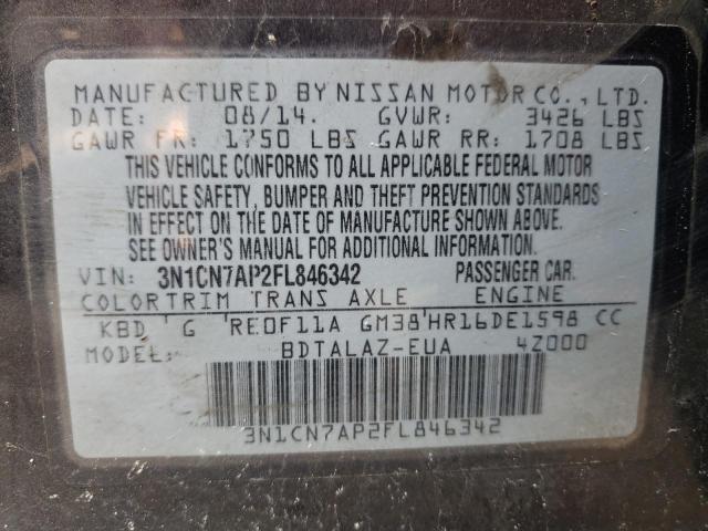 Photo 10 from auction – 2015 NISSAN VERSA S with VIN 3N1CN7AP2FL846342