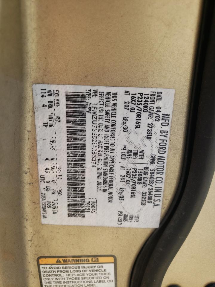 Photo 10 from auction – 2002 FORD EXPLORER X with VIN 1FMZU73E52UC55374