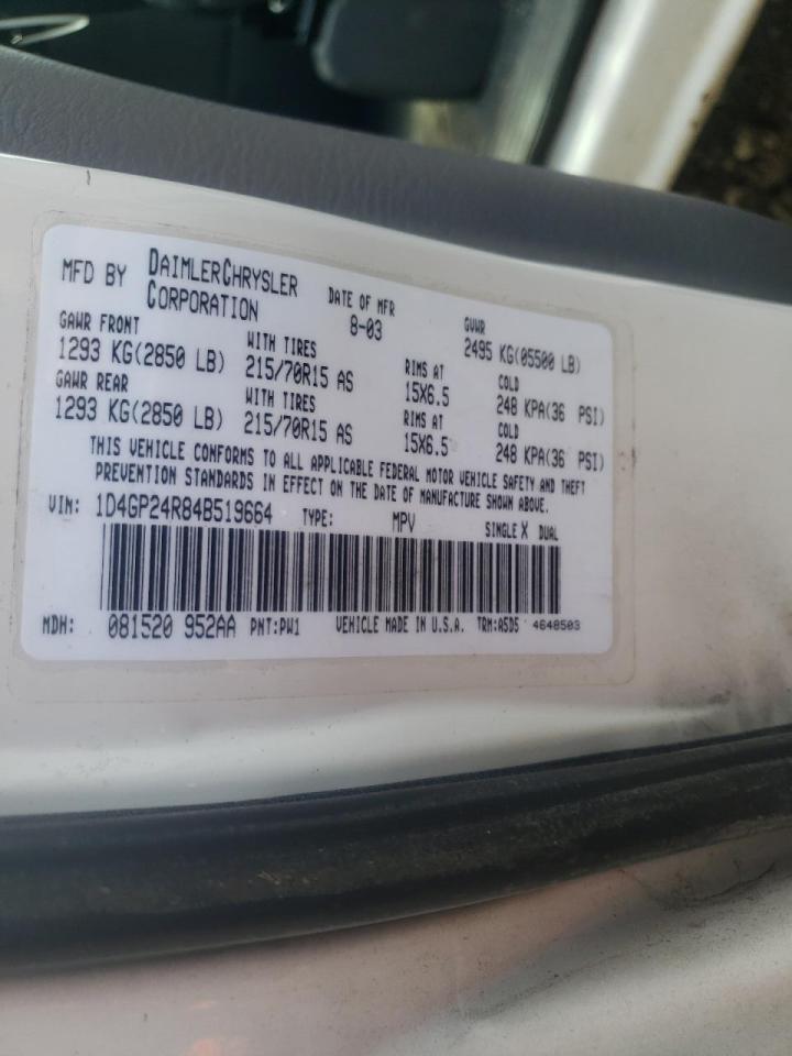 Photo 10 from auction – 2004 DODGE GRAND CARA with VIN 1D4GP24R84B519664