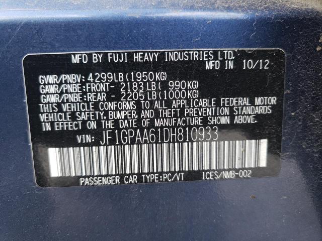 Photo 10 from auction – 2013 SUBARU IMPREZA with VIN JF1GPAA61DH810933