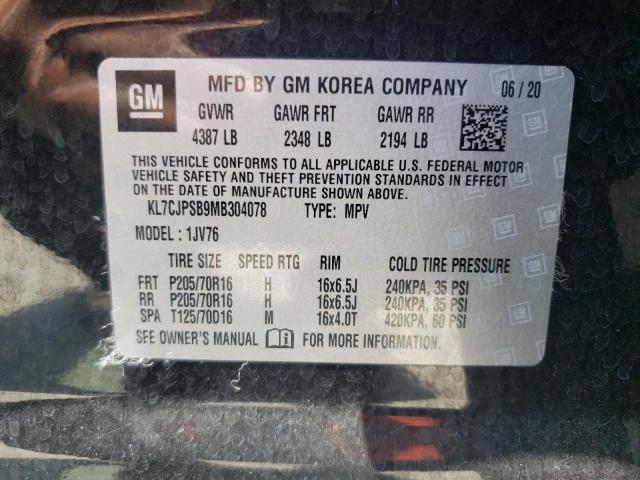 Photo 10 from auction – 2021 CHEVROLET TRAX 1LT with VIN KL7CJPSB9MB304078