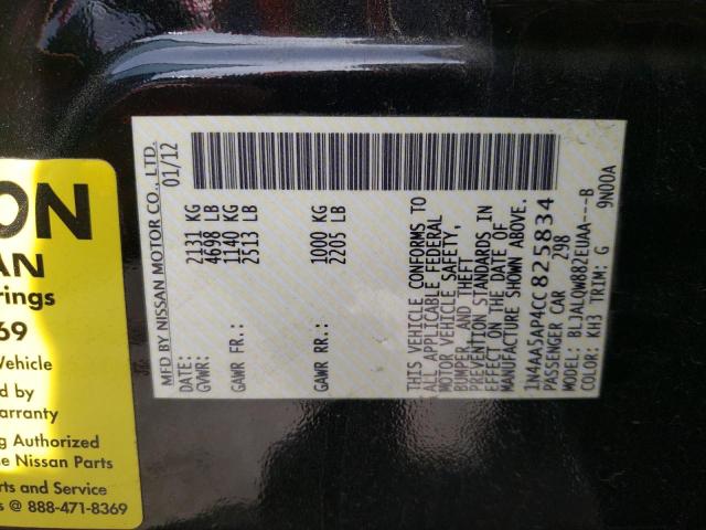 Photo 10 from auction – 2012 NISSAN MAXIMA S with VIN 1N4AA5AP4CC825834