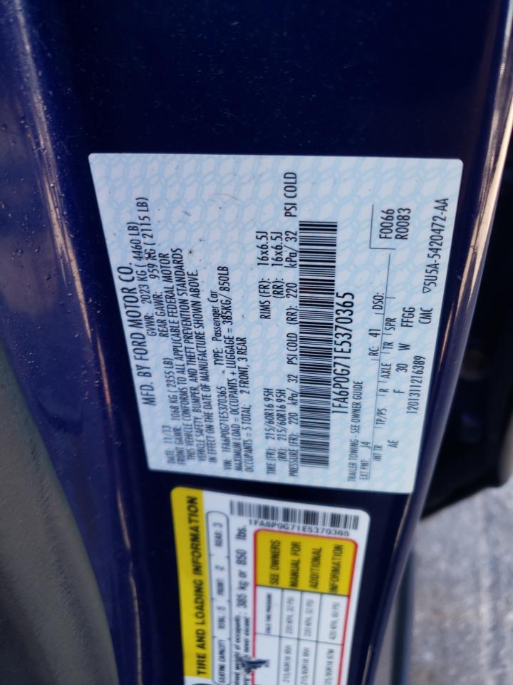 Photo 10 from auction – 2014 FORD FUSION S with VIN 1FA6P0G71E5370365