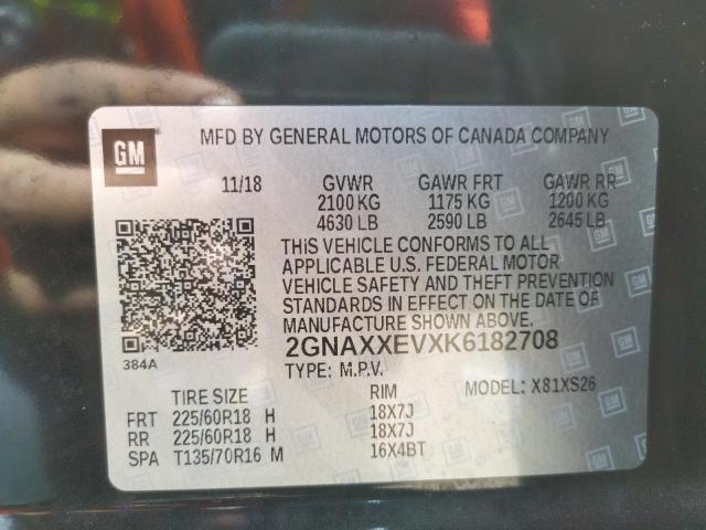 Photo 10 from auction – 2019 CHEVROLET EQUINOX PR with VIN 2GNAXXEVXK6182708