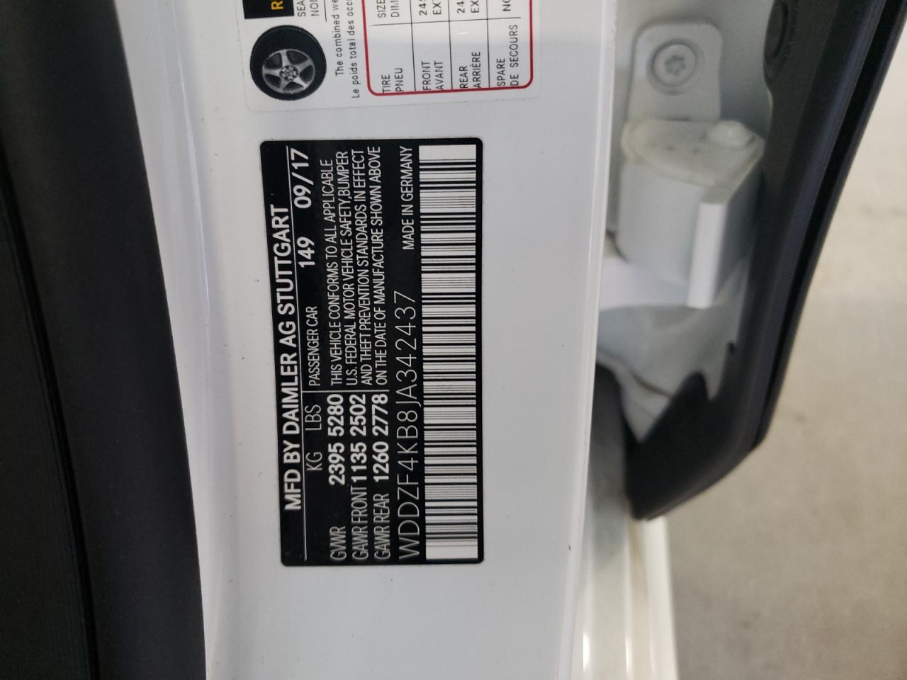 Photo 10 from auction – 2018 MERCEDES-BENZ E 300 4MAT with VIN WDDZF4KB8JA342437