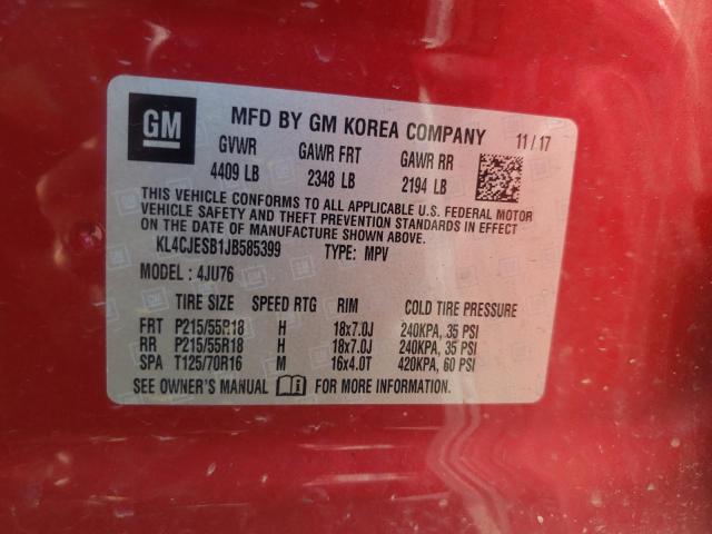 Photo 10 from auction – 2018 BUICK ENCORE PRE with VIN KL4CJESB1JB585399