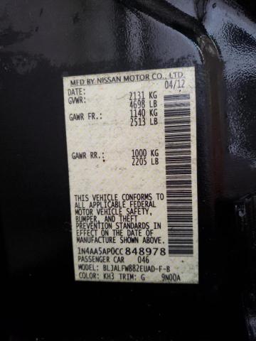 Photo 10 from auction – 2012 NISSAN MAXIMA S with VIN 1N4AA5AP0CC848978
