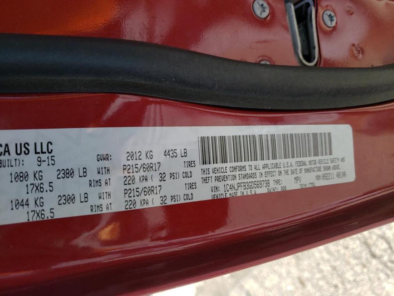 Photo 10 from auction – 2016 JEEP PATRIOT LA with VIN 1C4NJPFB3GD569738