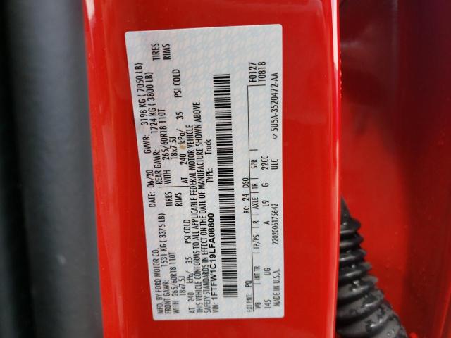 Photo 10 from auction – 2020 FORD F150 SUPER with VIN 1FTFW1C19LFA08800