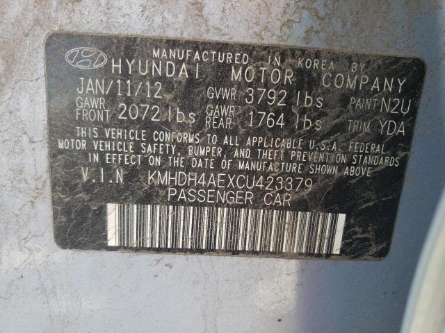 Photo 10 from auction – 2012 HYUNDAI ELANTRA with VIN KMHDH4AEXCU423379