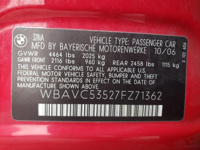 Photo 10 from auction – 2007 BMW 328 I SULE with VIN WBAVC53527FZ71362