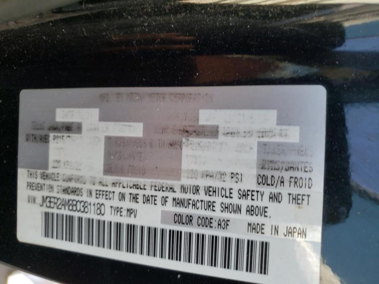 Photo 10 from auction – 2011 MAZDA CX-7 with VIN JM3ER2AM8B0381180