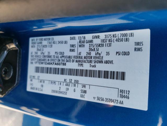 Photo 10 from auction – 2019 FORD F150 SUPER with VIN 1FTEW1E46KFA60788