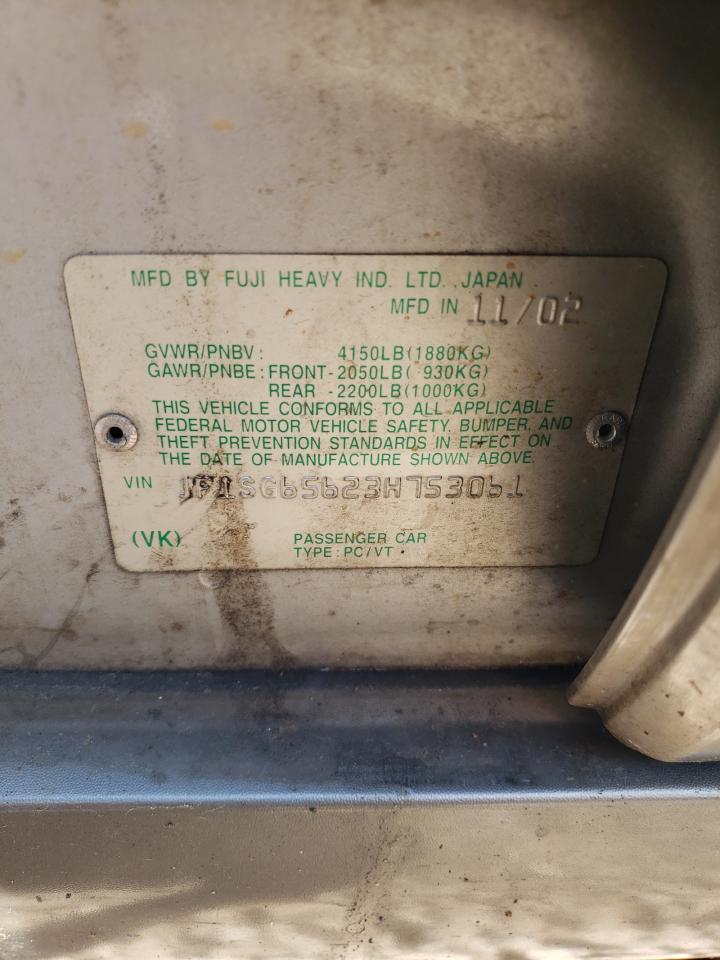 Photo 10 from auction – 2003 SUBARU FORESTER 2 with VIN JF1SG65623H753061