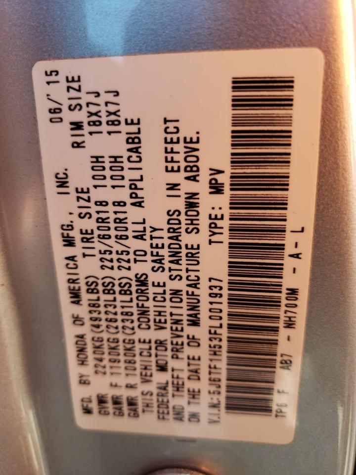 Photo 10 from auction – 2015 HONDA CROSSTOUR with VIN 5J6TF1H53FL001937