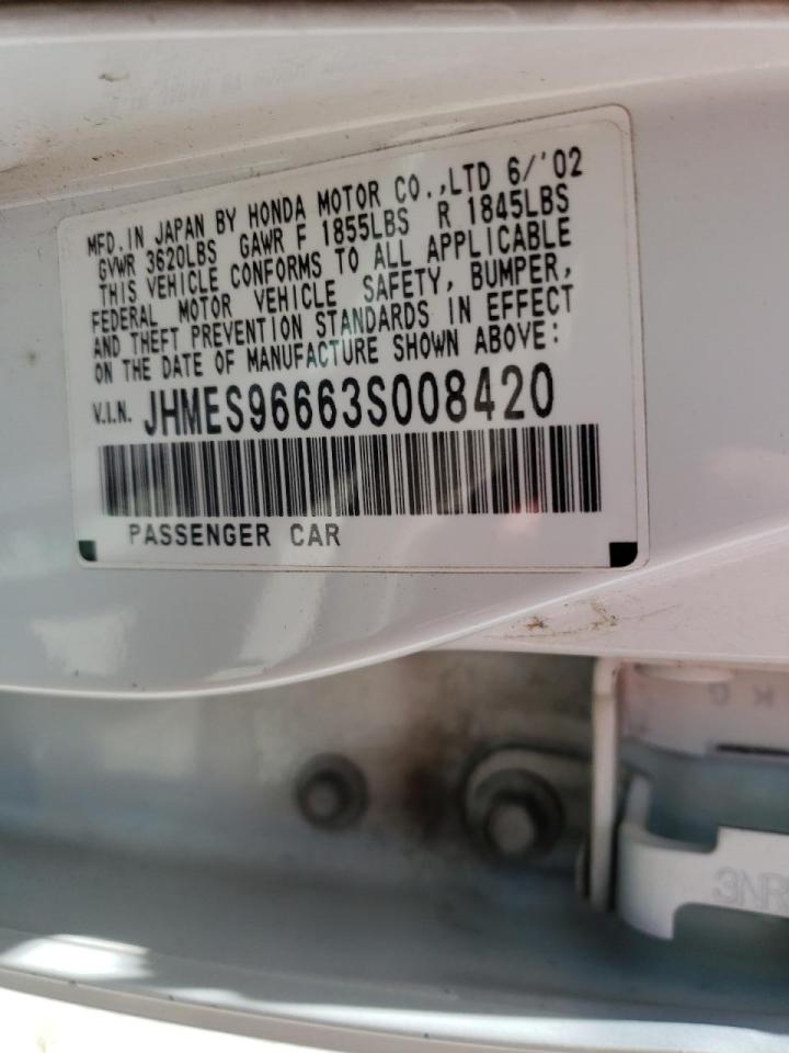 Photo 19 from auction – 2003 HONDA CIVIC HYBR with VIN JHMES96663S008420