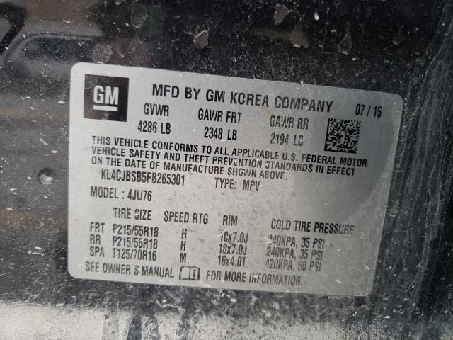 Photo 10 from auction – 2015 BUICK ENCORE CON with VIN KL4CJBSB5FB265301