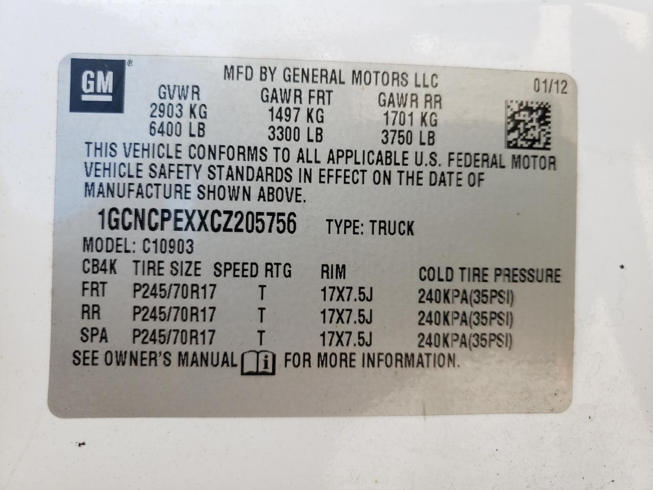 Photo 10 from auction – 2012 CHEVROLET SILVERADO with VIN 1GCNCPEXXCZ205756
