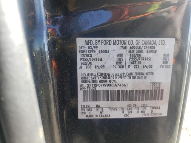 Photo 10 from auction – 1999 FORD F150 with VIN 2FTRF07W8XCA74561