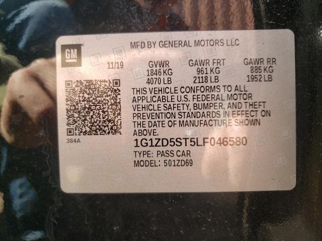 Photo 10 from auction – 2020 CHEVROLET MALIBU LT with VIN 1G1ZD5ST5LF046580