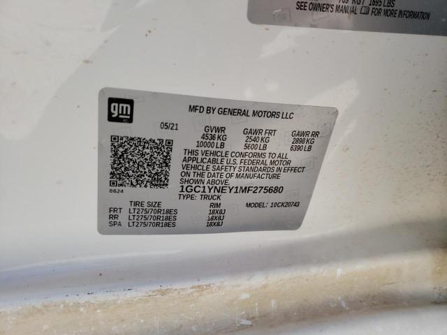 Photo 10 from auction – 2021 CHEVROLET SILVERADO with VIN 1GC1YNEY1MF275680