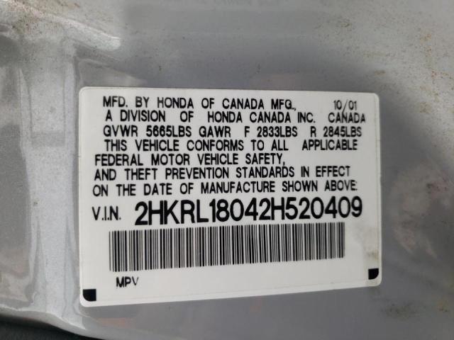 Photo 10 from auction – 2002 HONDA ODYSSEY EX with VIN 2HKRL18042H520409