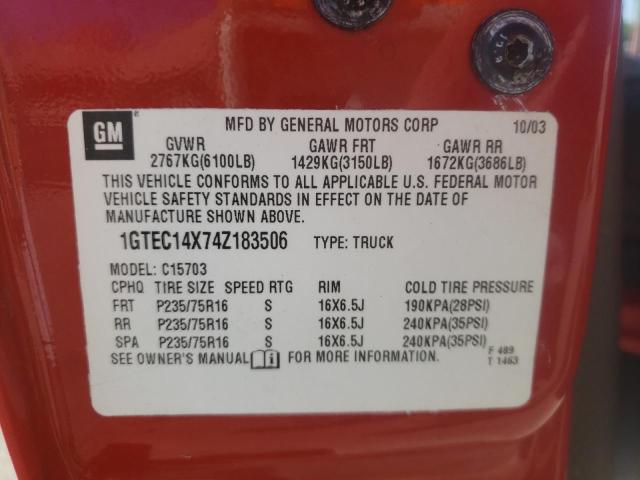Photo 10 from auction – 2004 GMC NEW SIERRA with VIN 1GTEC14X74Z183506